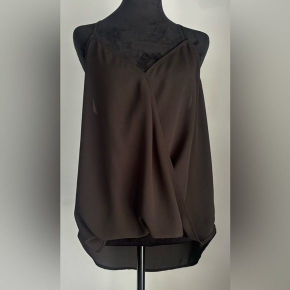 Lily White Womens Cami Tank Top Spaghetti String Draped Black Viscose USA XL - Picture 1 of 5